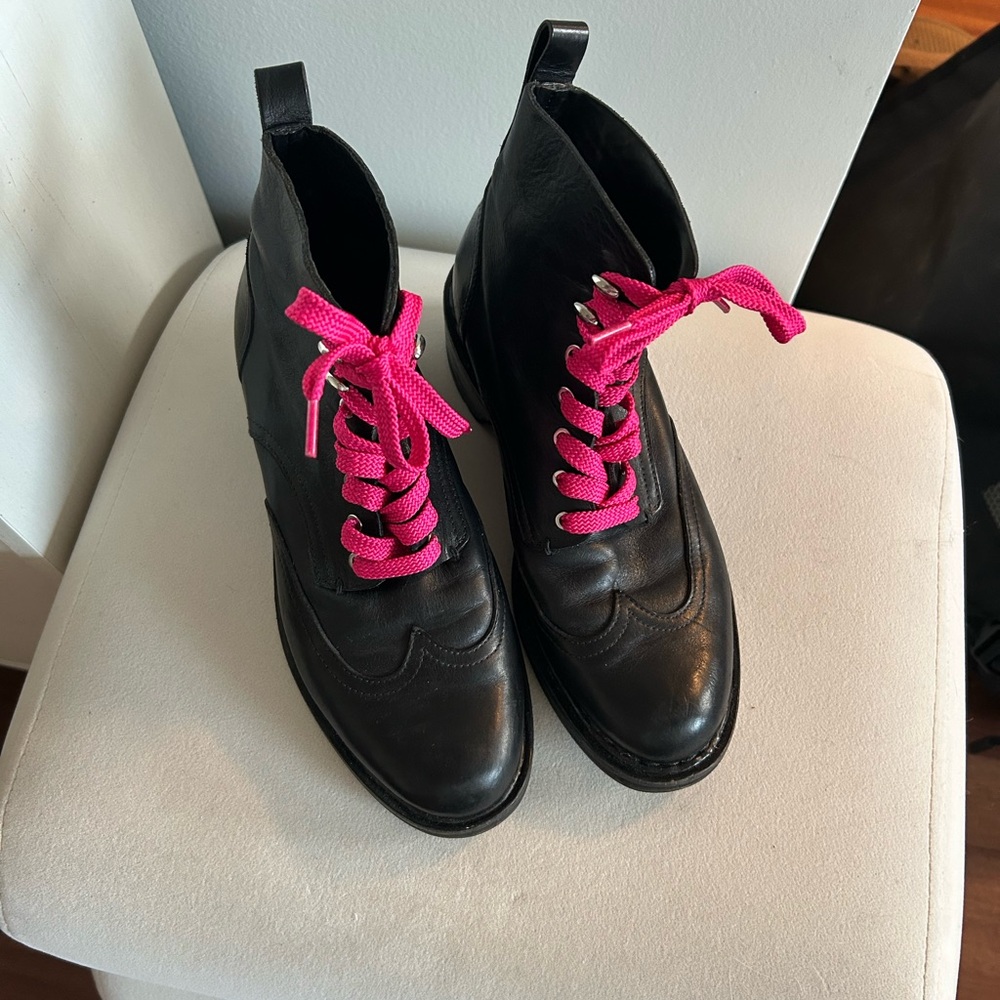 rag & bone Black Boots with Pink Laces